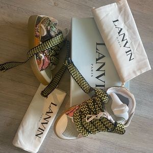 Lanvin Curb Snakeskin Sneakers